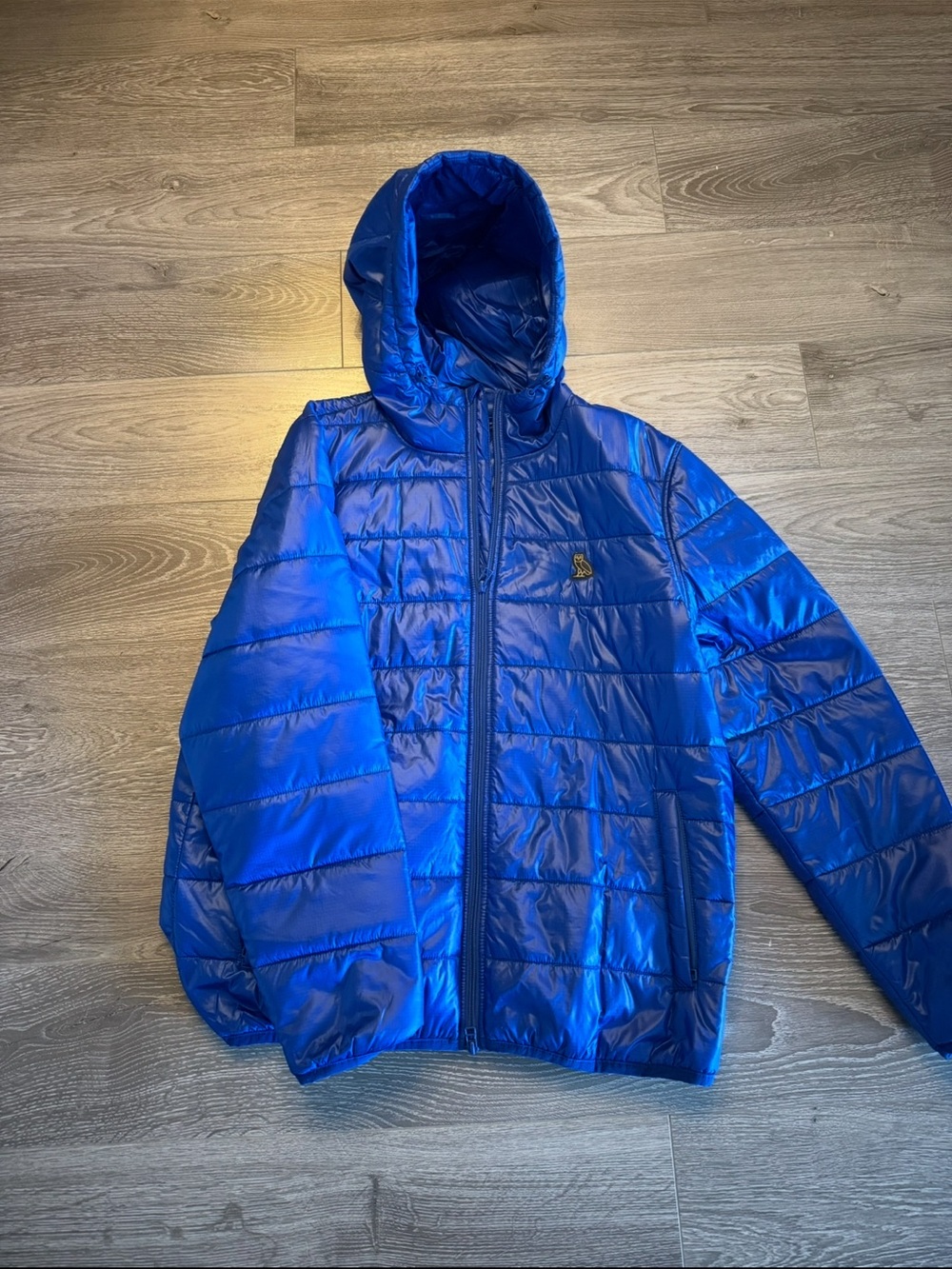 OVO Blue Quilted Hooded Puffer Jacket